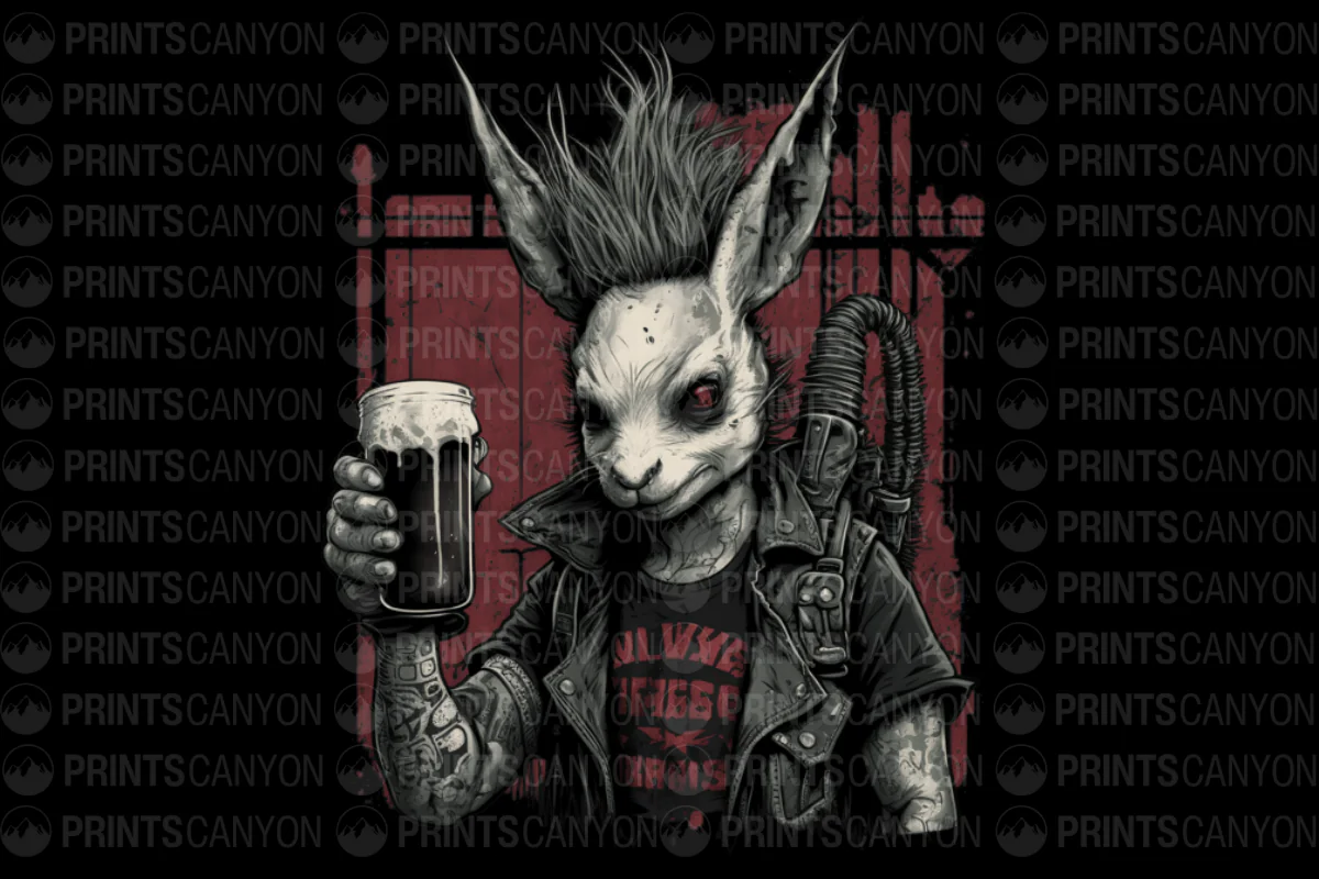 Punk Rabbit Beer Lover T-Shirt Design for Unique Craft Beer Enthusiasts