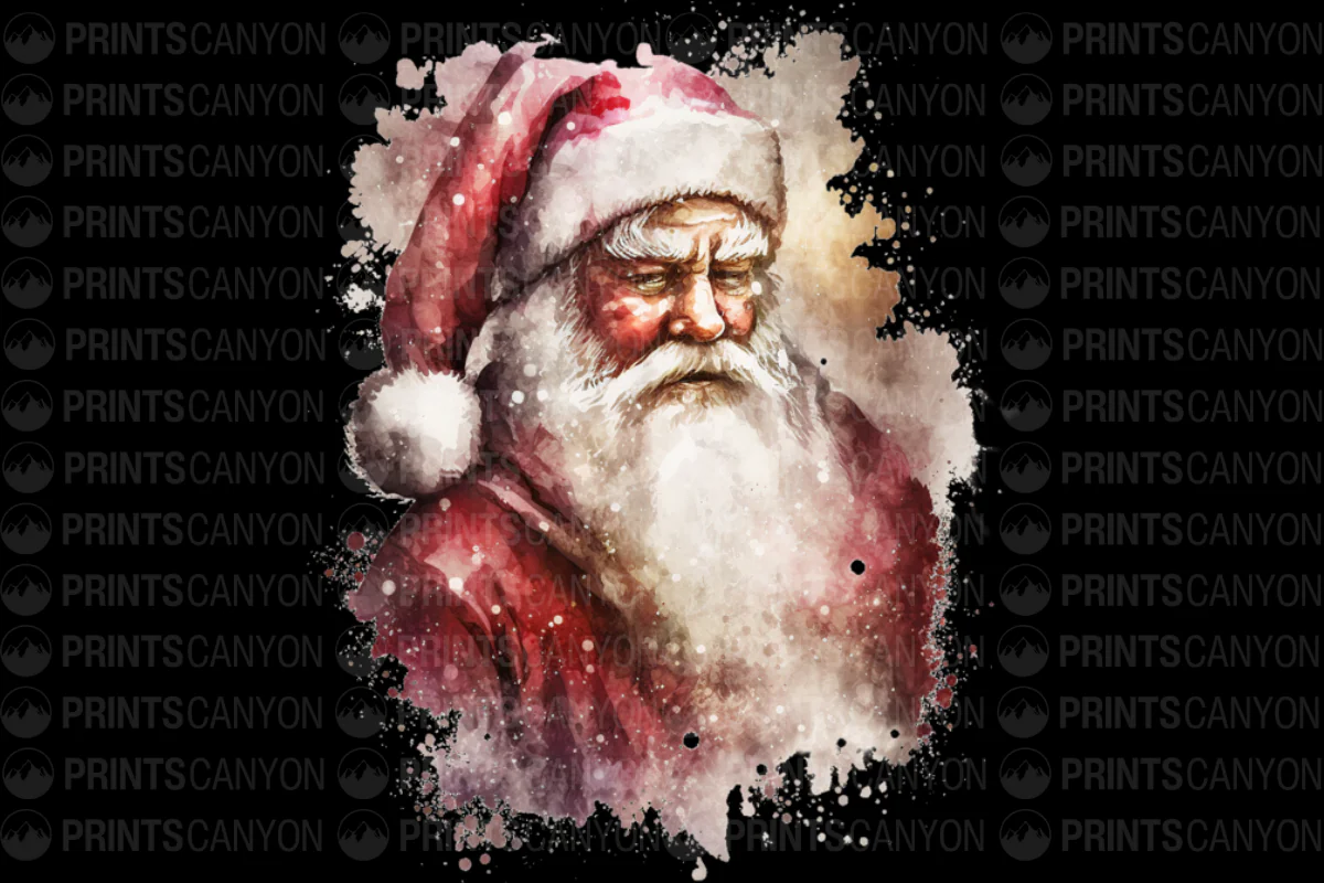 Vintage Santa Clause Watercolor T-shirt Design  for Holiday Cheer