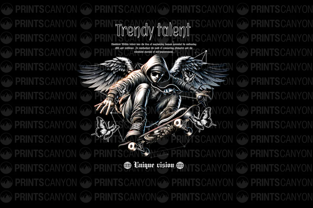 Trendy Talent Skateboarder Graphic Tee Design for Creative Souls