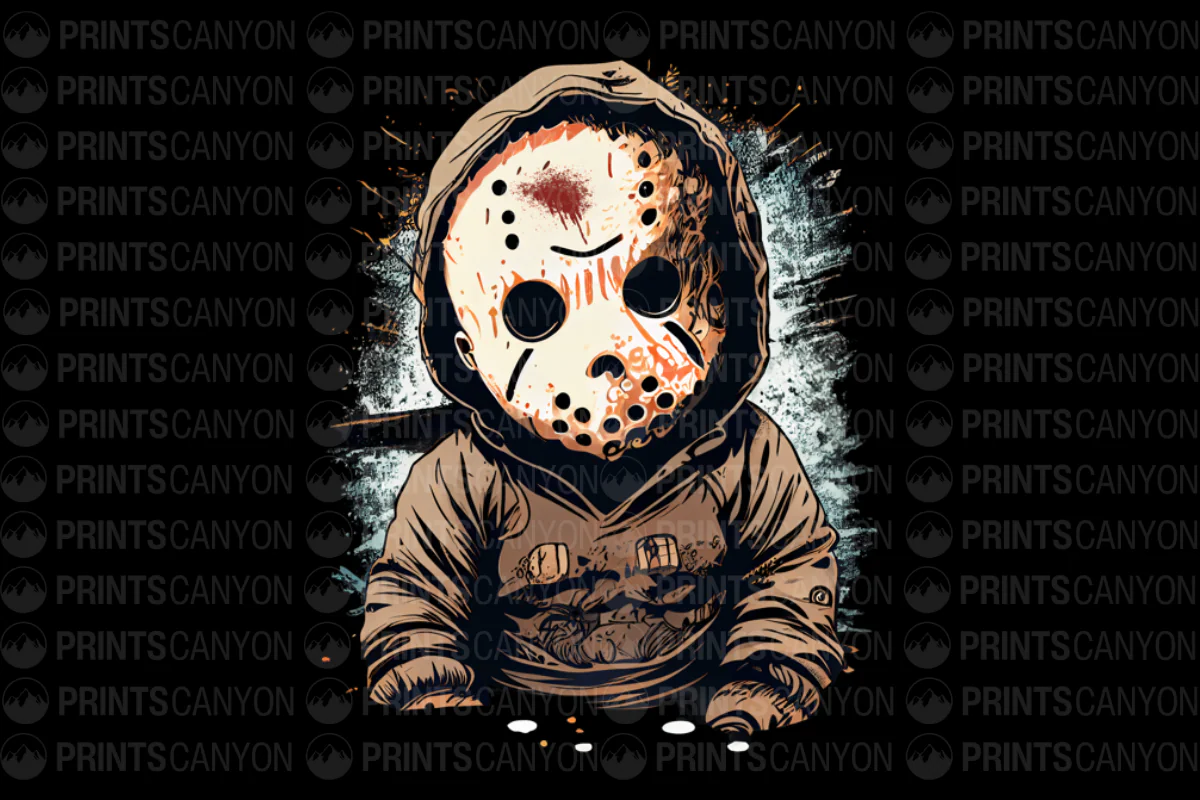 Creepy Vintage Horror T-Shirt Design with Iconic Masked Character