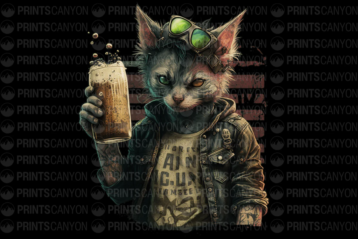 Cool Cat with Beer T-Shirt Design for Cat Lovers and Party Enthusiasts