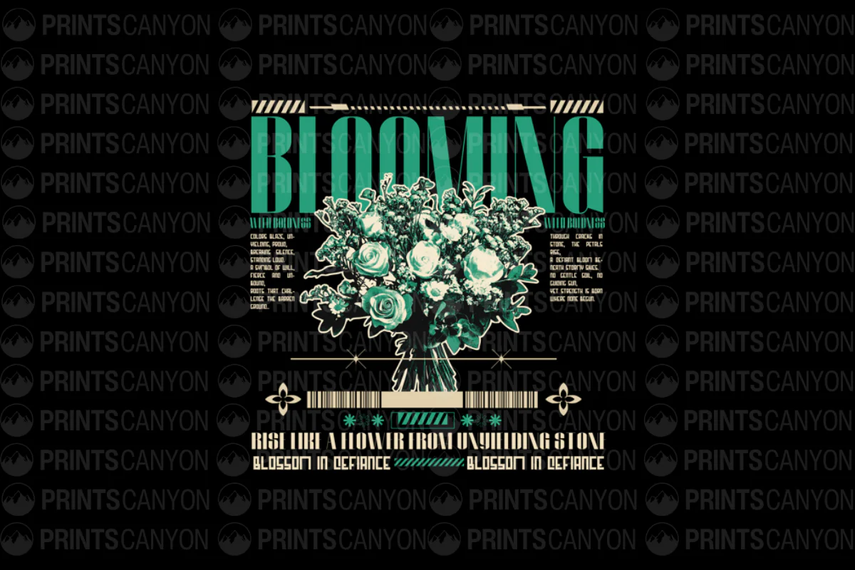 Blooming with Boldness Flower T-Shirt Design Inspirational Quote Apparel