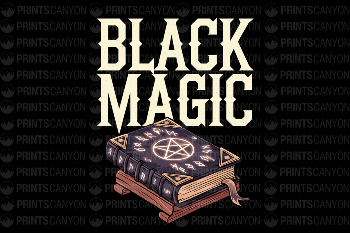 Black Magic Spellbook T-Shirt Design for Witchcraft Lovers