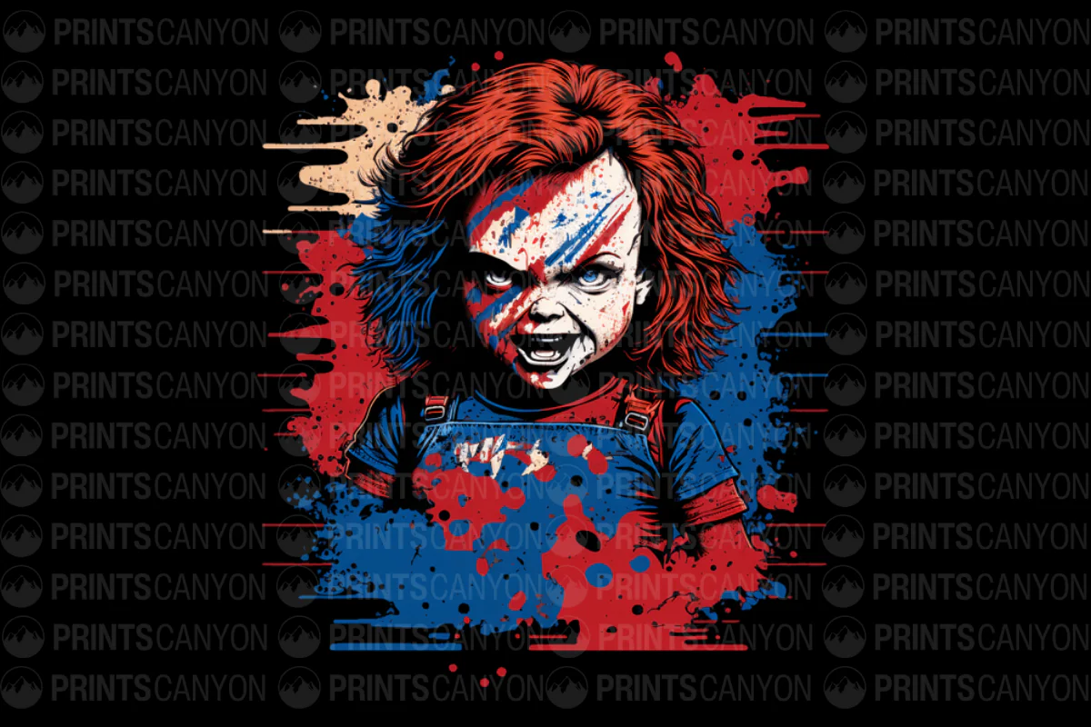 Vintage Horror T-Shirt Design: Creepy Colorful Character Graphic Art Print