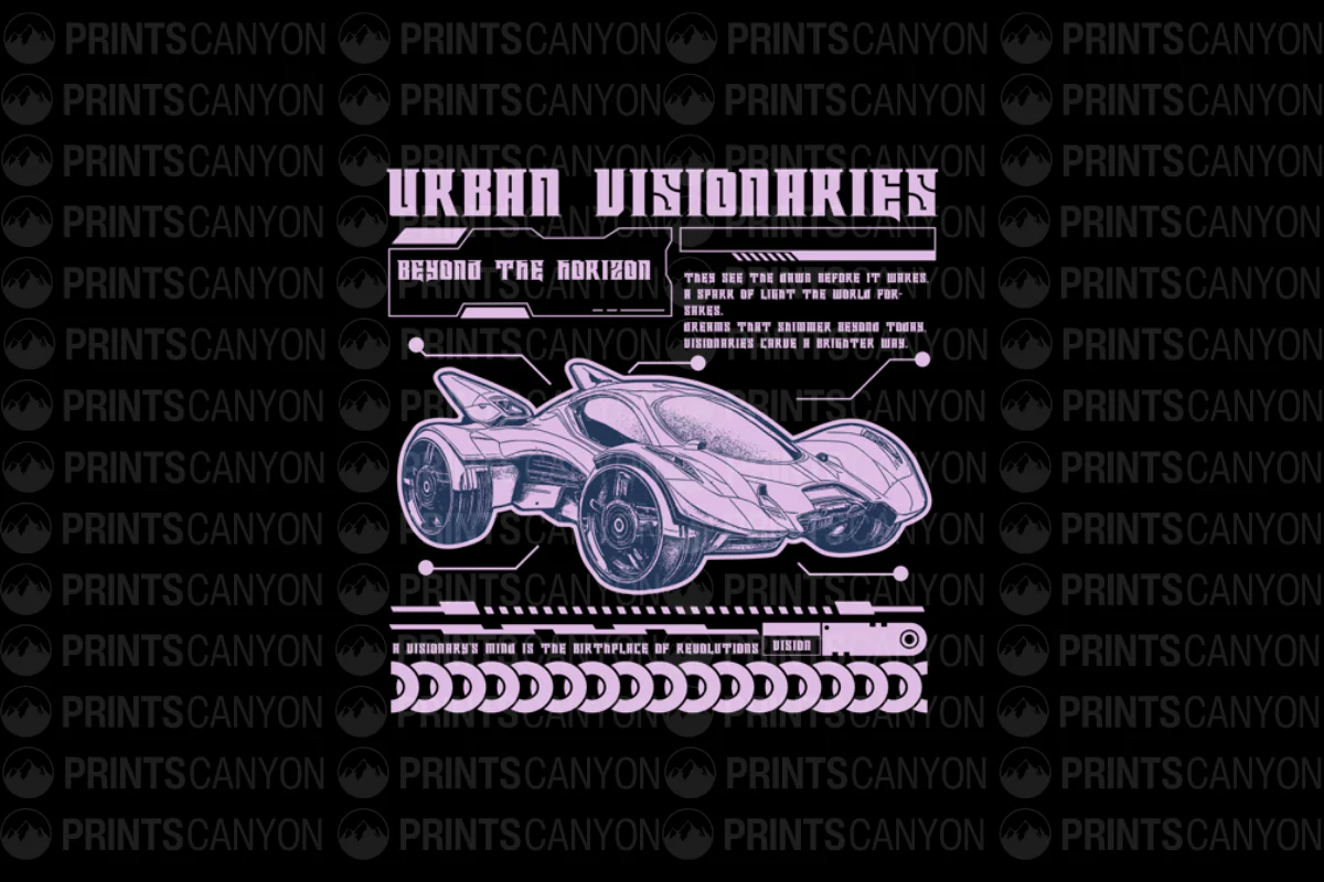 Urban Visionaries T-Shirt Design Beyond the Horizon Automotive Futuristic Art