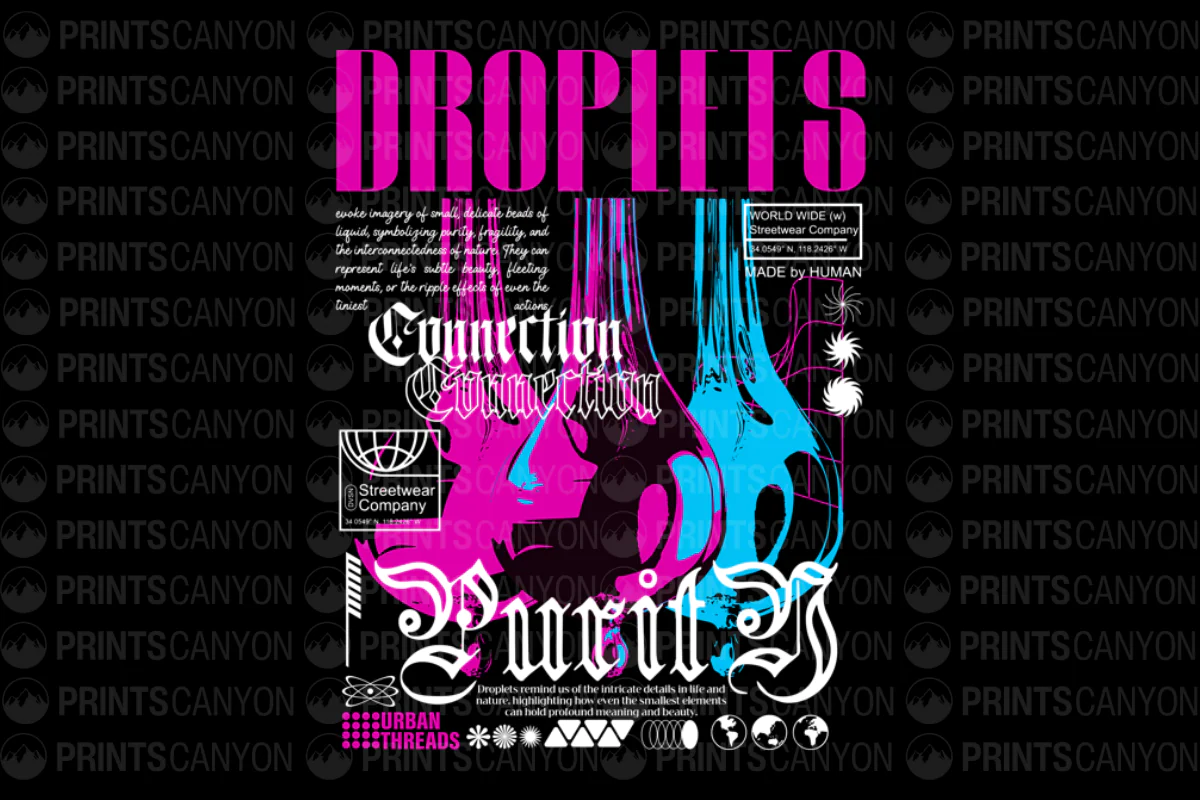 Droplets Connection T-Shirt Design for Nature Lovers and Streetwear Enthusiasts