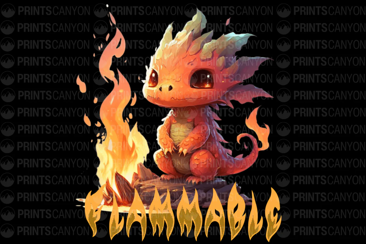 Adorable Flammable Fire Dragon T-Shirt Design for Kids and Adults