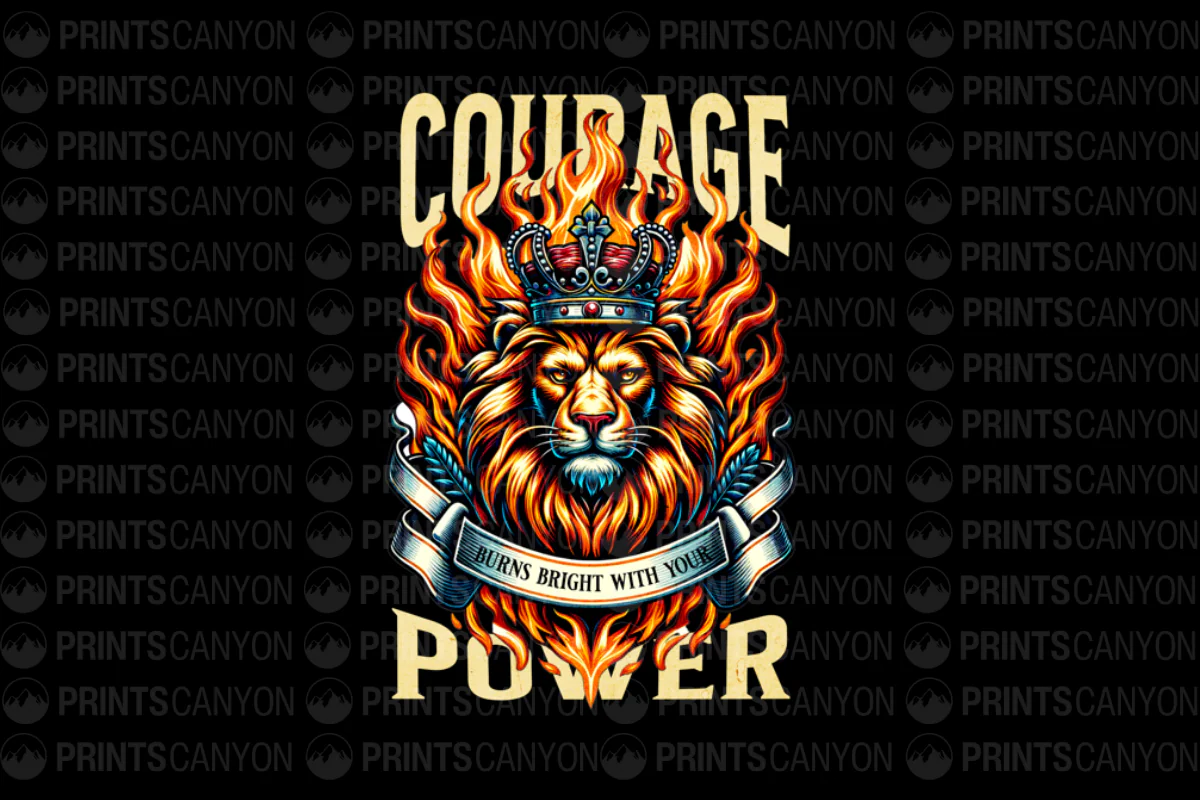 Power and Courage Lion T-Shirt Design Printable File