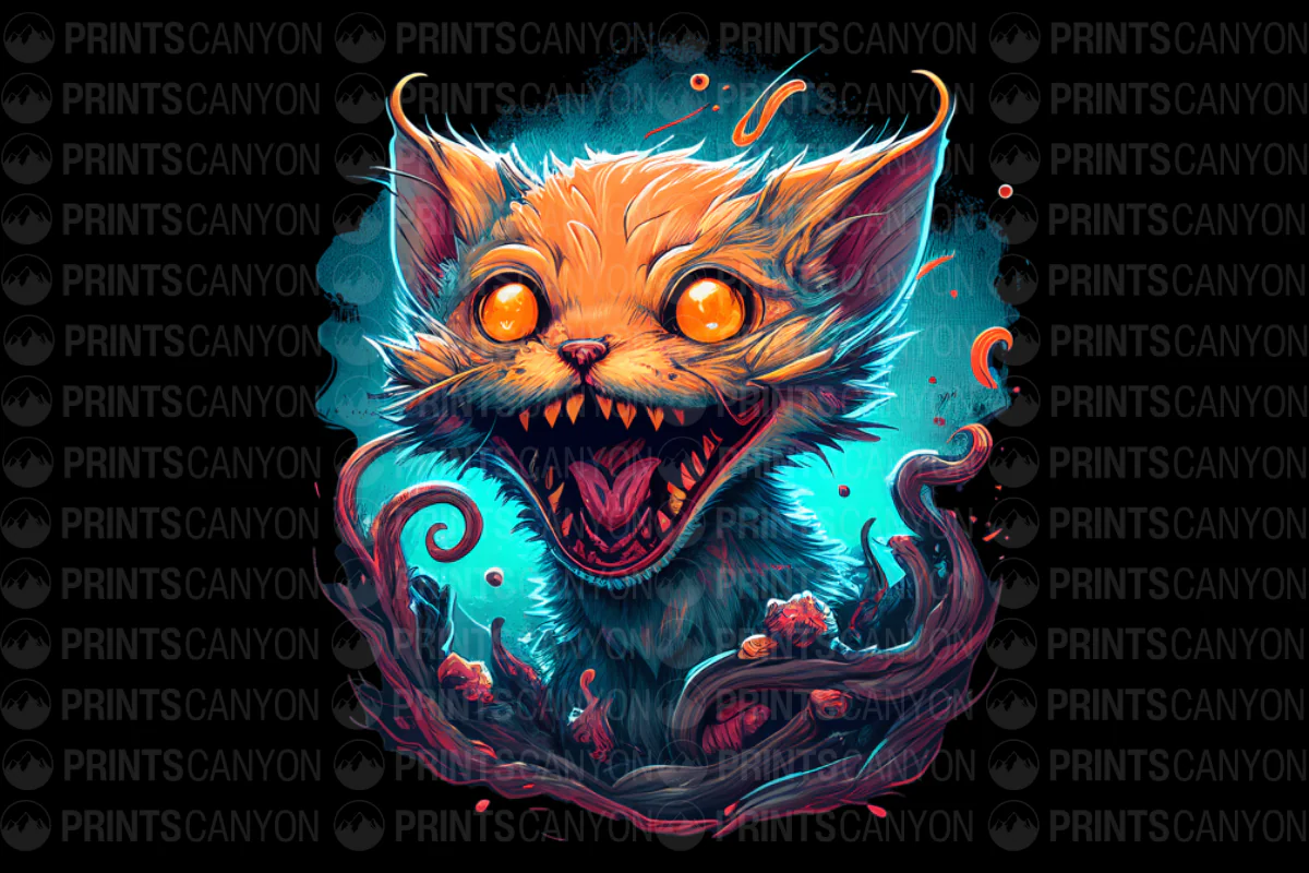 Vibrant Monster Cat T-Shirt Design for Pet Lovers and Halloween Fun