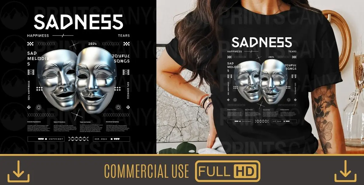 Sadness – Dual Emotion Silver Mask Design