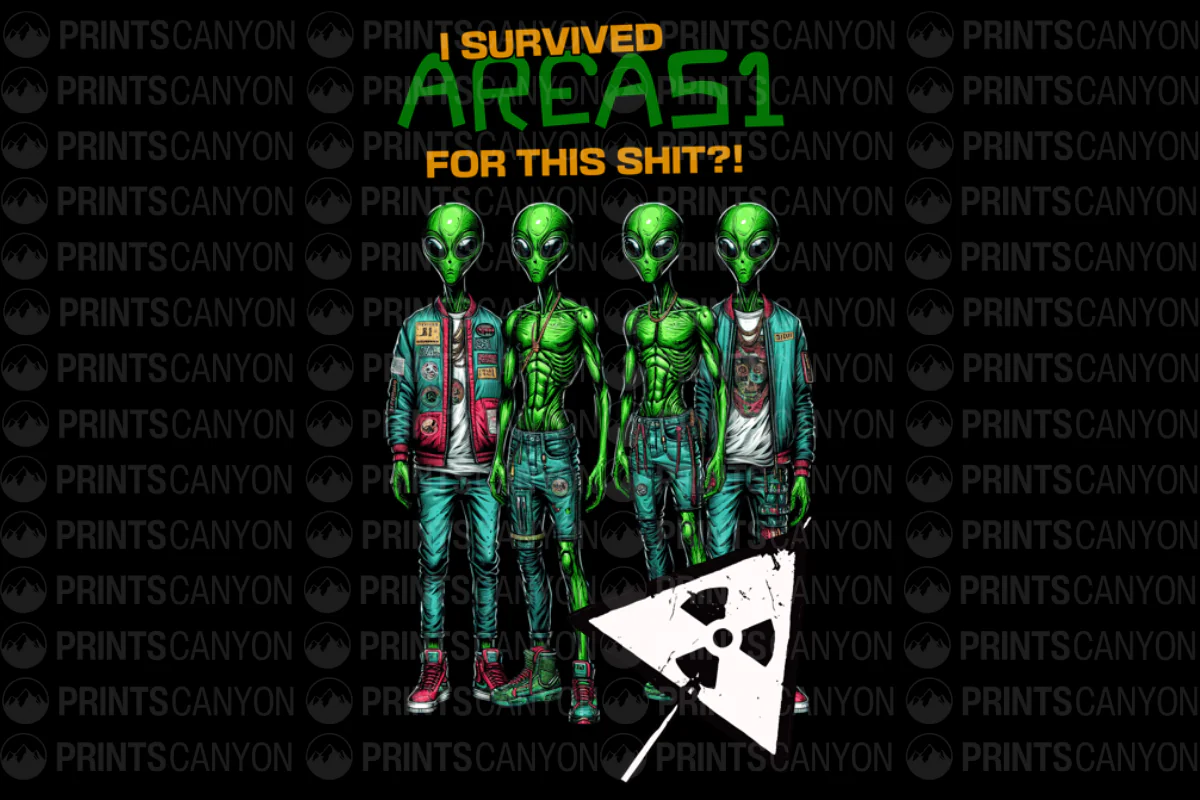 I Survived Area 51 Alien T-Shirt Design for UFO Enthusiasts and Meme Lovers