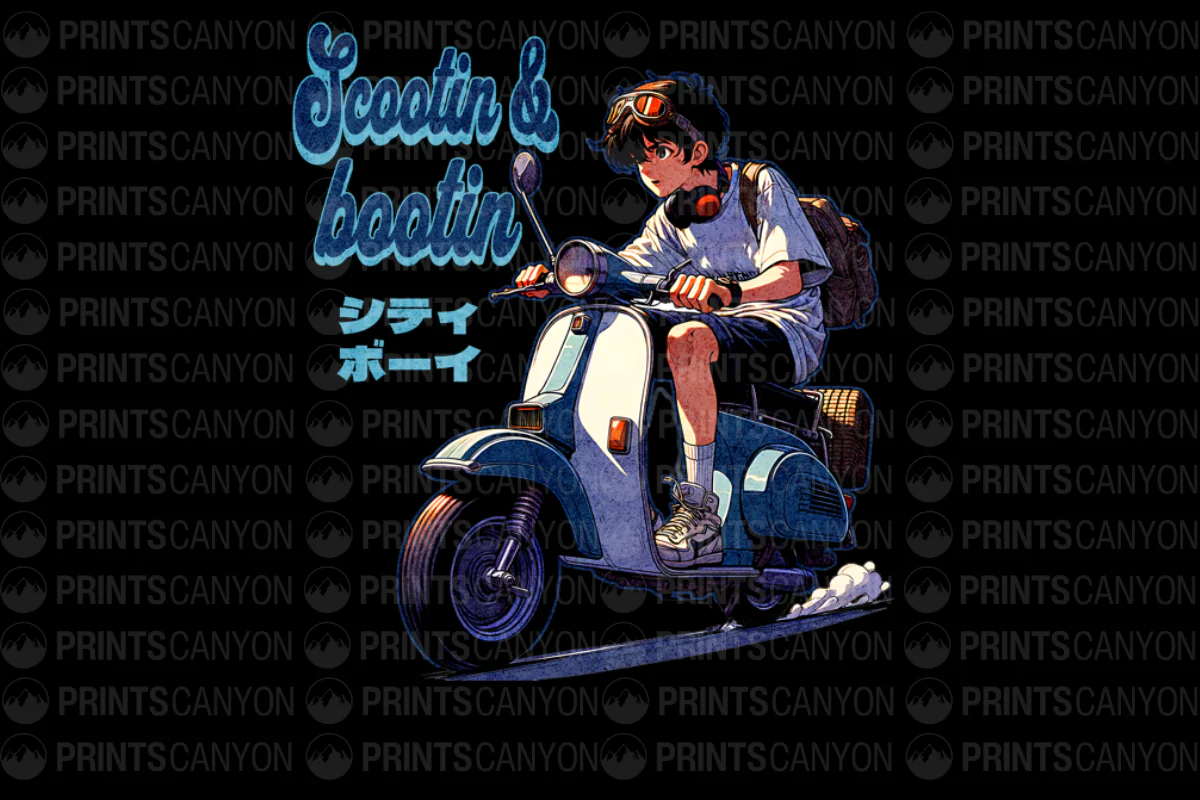 Scootin' & Bootin' Retro Scooter T-Shirt Design for Fun and Adventure Lovers