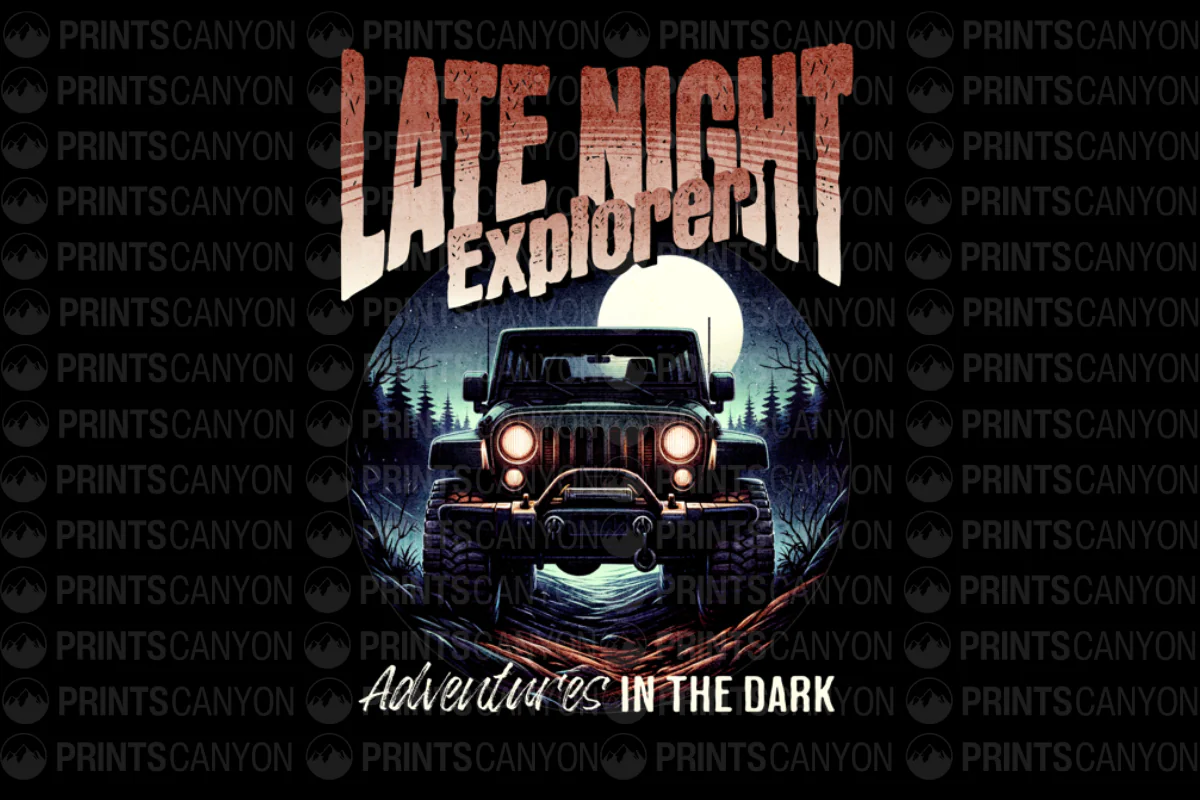 Late Night Explorer T-Shirt Design for Adventurers in the Dark