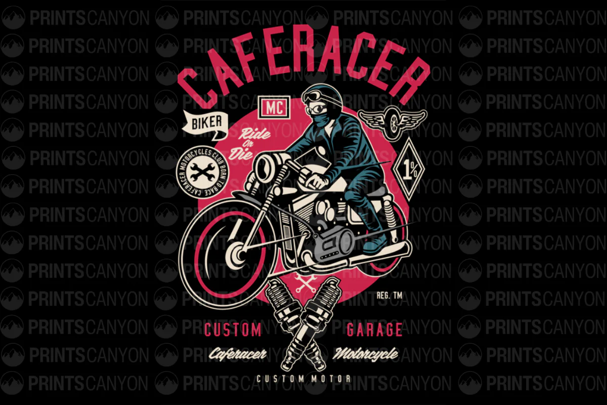 Caferacer Motorcycle Club T-Shirt Design Vintage Biker Art Ride or Die Custom Garage