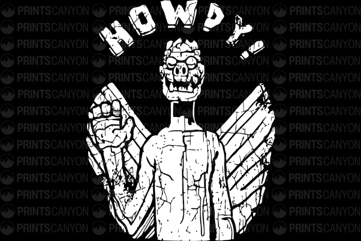 Howdy Vintage T-Shirt Design with Winged Character