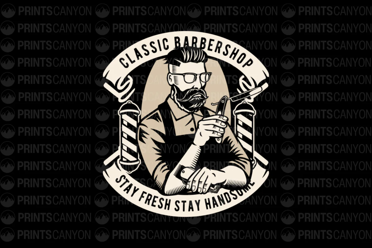 Classic Barbershop Stay Fresh Stay Handsome T-Shirt Design