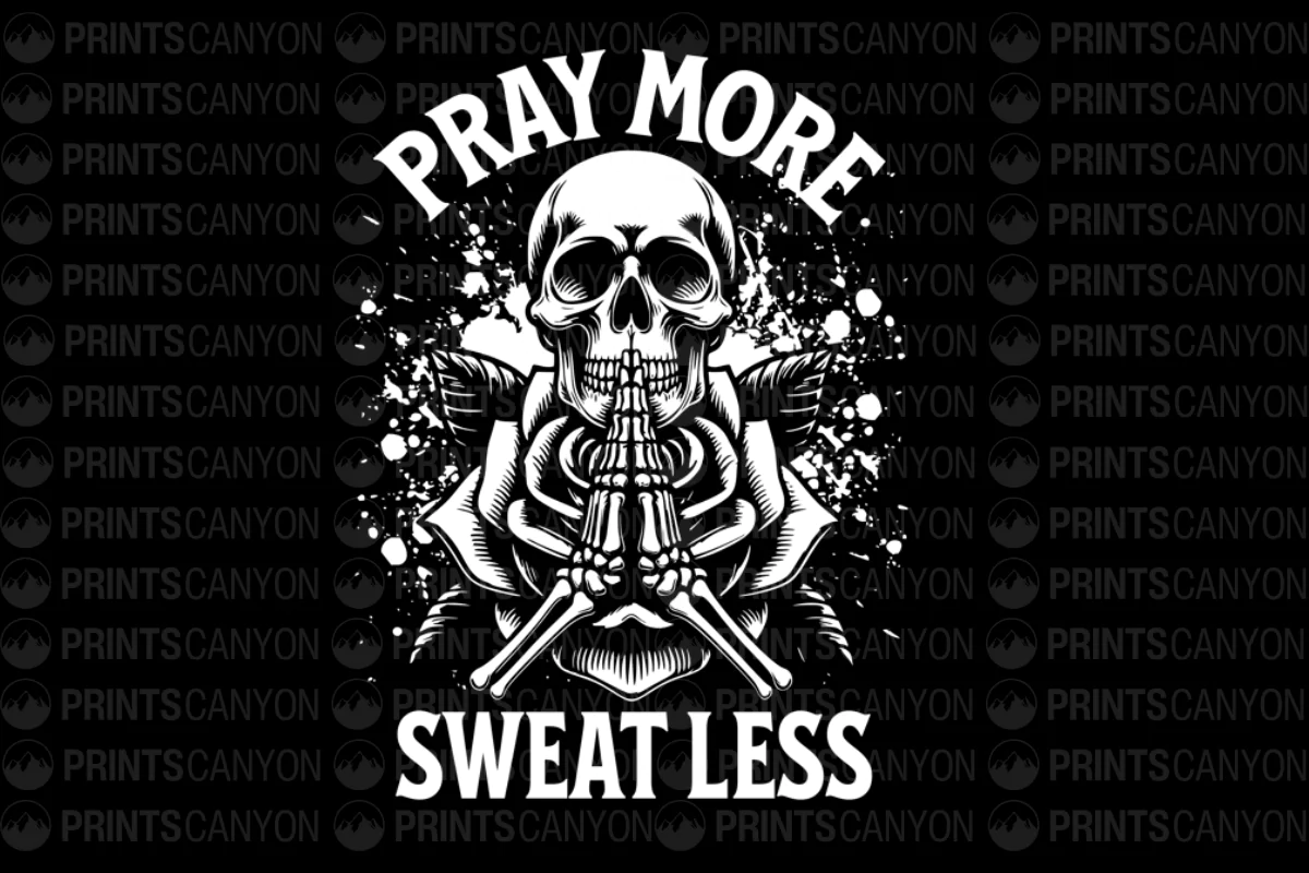 Pray More Sweat Less Skull and Rose T-Shirt Design