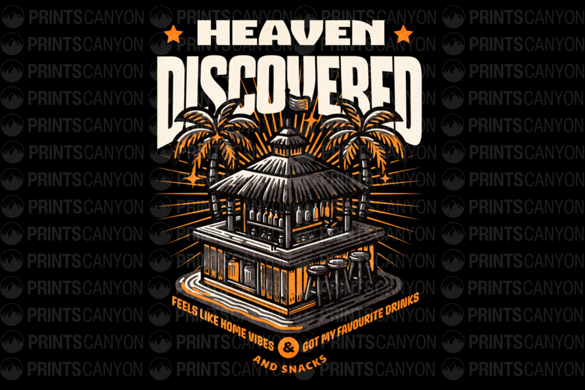 Heaven Discovered T-Shirt Design with Home Vibes and Favorite Drinks Theme