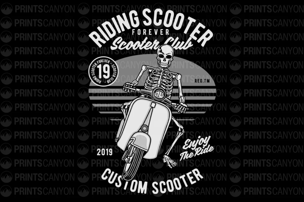 Skeleton Rider Scooter Club T-Shirt Design Enjoy the Ride Custom 2019 Forever