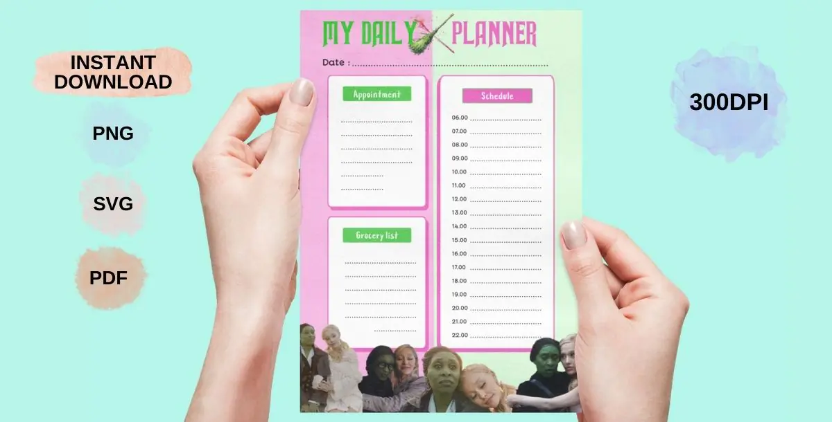 Printable Glinda & Elphaba Daily Planner | Wicked | Wizard of Oz